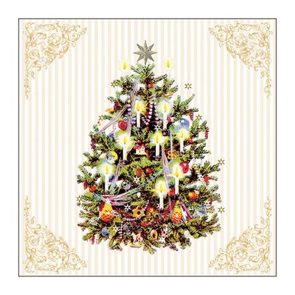 Ambiente kerst thema servetten - 20x st - 33 cm - kerstboom
