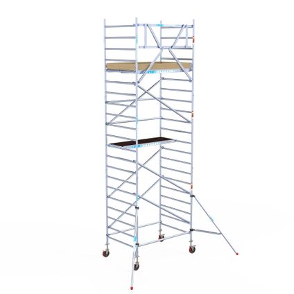 Euroscaffold échafaudage mobile de base - Echafaudage professionnel 135x190 cm - 7,2 mètres de hauteur de travail