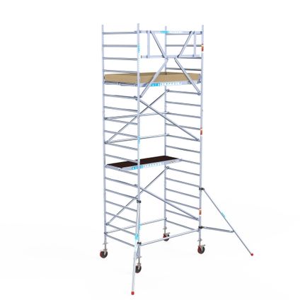 Euroscaffold échafaudage mobile de base - Echafaudage professionnel 135x190 cm - 6,2 mètres de hauteur de travail