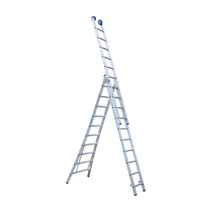 Eurostairs uitgebogen driedelige ladder - Reform ladder - 3x10 sporten + gevelrollen 2