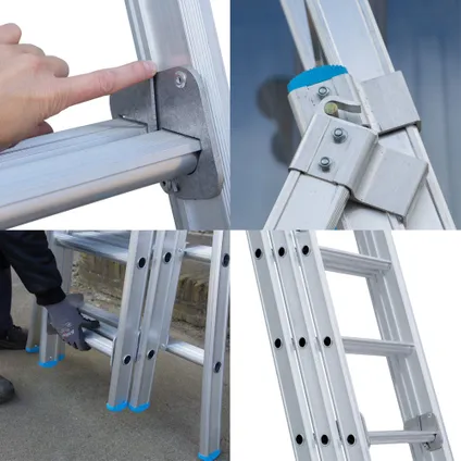 Eurostairs uitgebogen driedelige ladder - Reform ladder - 3x10 sporten + gevelrollen 7