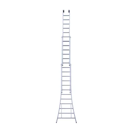Eurostairs uitgebogen driedelige ladder - Reform ladder - 3x12 sporten + gevelrollen 3