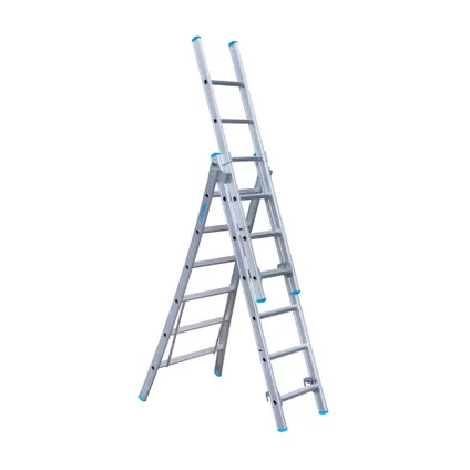 Eurostairs uitgebogen driedelige ladder - Reform ladder - 3x6 sporten 2