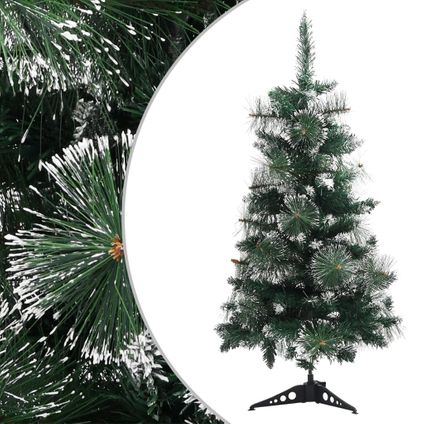 vidaXL Sapin de Noël artificiel avec support Vert et blanc 90 cm