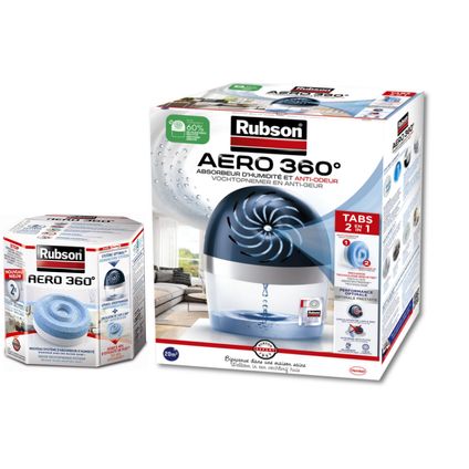 Rubson absorbeur d'humidité Aero 360 - pièces jusqu'à 20m² - plus 2 recharges neutres - absorbeur d'humidité