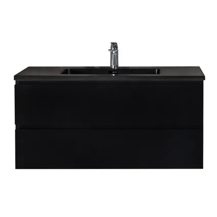 Meuble de salle de bain Angela 100 cm - lavabo Noir - Noir mat 3