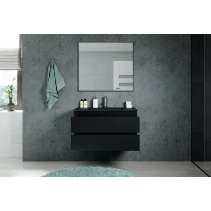Meuble de salle de bain Angela 100 cm - lavabo Noir - Noir mat 6