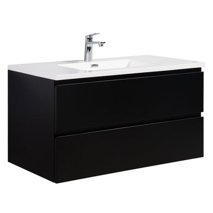 Meuble de salle de bain Angela 100 cm - Badplaats - noir mat – Armoire rangement
