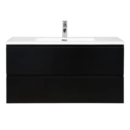 Meuble de salle de bain Angela 100 cm - Badplaats - noir mat – Armoire rangement 3