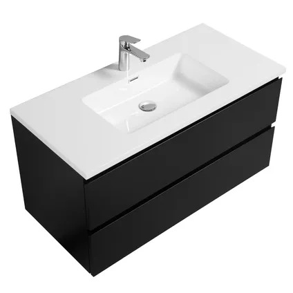 Meuble de salle de bain Angela 100 cm - Badplaats - noir mat – Armoire rangement 4