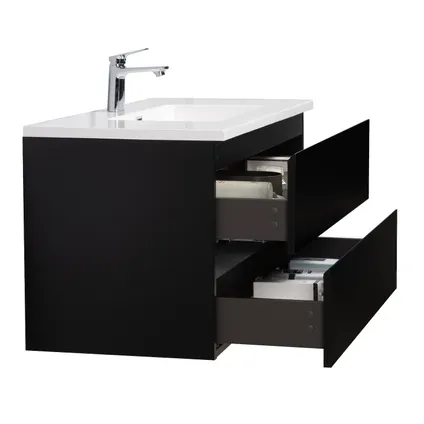 Meuble de salle de bain Angela 100 cm - Badplaats - noir mat – Armoire rangement 5