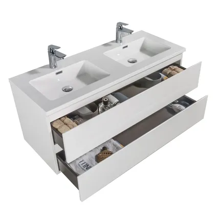 Meuble de salle de bain Angela 120 cm - Badplaats - blanc brillant – Armoire 2