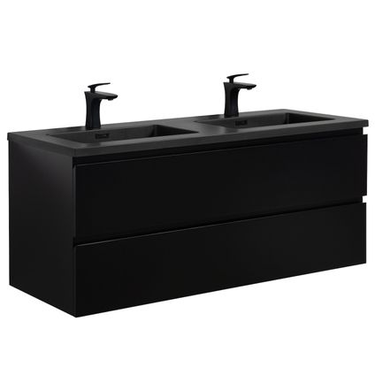 Meuble de salle de bain Angela 120 cm - Badplaats - lavabo noir - Noir mat