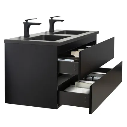 Meuble de salle de bain Angela 120 cm - Badplaats - lavabo noir - Noir mat 4