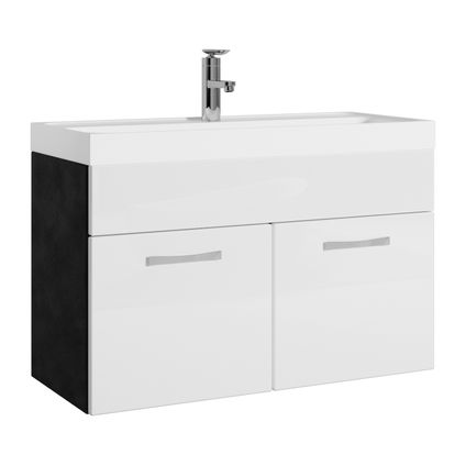 Meuble de salle de bain Paso 01 - Badplaats - 80 cm - Gris avec blanc - Armoire