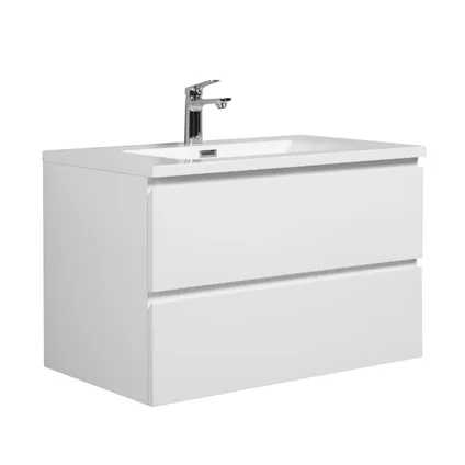 Meuble de salle de bain Angela 80 cm blanc brillant – Armoire de rangement