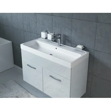 Meuble de salle de bain Paso 01 - Badplaats - 80 cm - Blanc brillant - Armoire 4