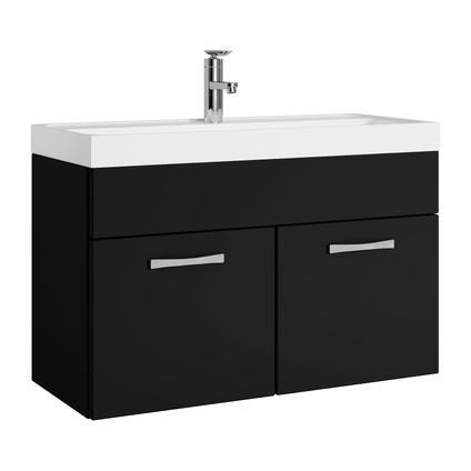 Meuble de salle de bain Paso 01 - Badplaats - 80 cm - Noir mat - Armoire meuble