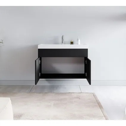 Meuble de salle de bain Paso 01 - Badplaats - 80 cm - Noir mat - Armoire meuble 3