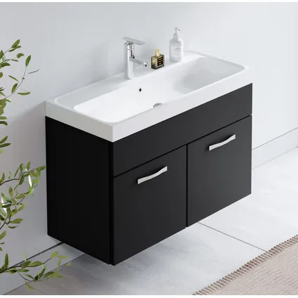Meuble de salle de bain Paso 01 - Badplaats - 80 cm - Noir mat - Armoire meuble 4