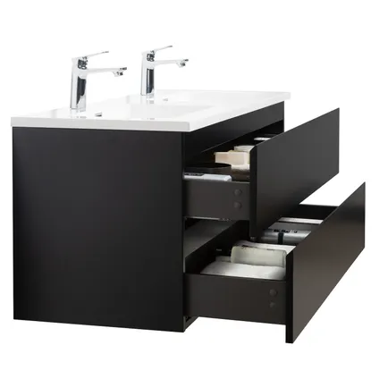 Meuble de salle de bain Angela 120 cm - Badplaats - Noir mat – Armoire rangement 3