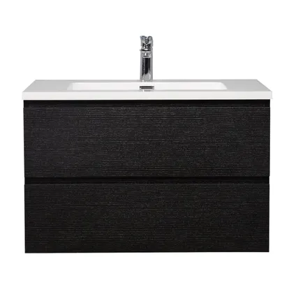 Meuble de salle de bain Angela 80 cm noir bois – Armoire de rangement 5