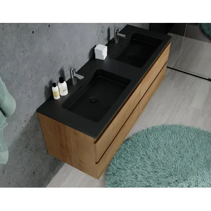 Meuble de salle de bain Angela 140 cm - Badplaats - lavabo noir - Chêne 5