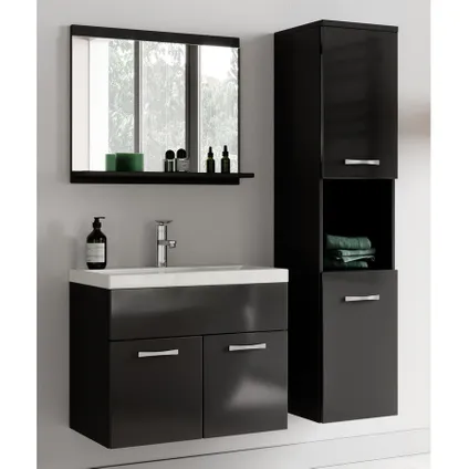 Meuble de salle de bain Montreal 01 60 cm - Badplaats - Noir Brillant - Armoire 5