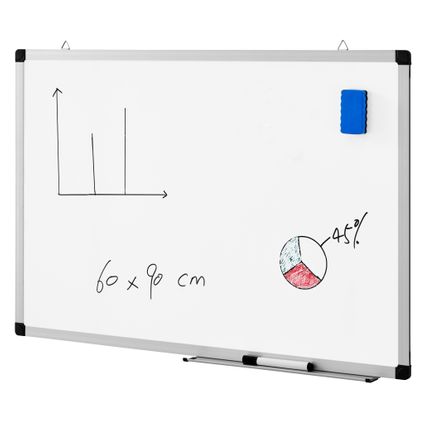 ACAZA - Magnetisch Whiteboard 60x90cm - inclusief uitwisbare Stift, Wisser en Afleggoot
