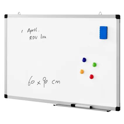 ACAZA - Magnetisch Whiteboard 60x90cm - inclusief uitwisbare Stift, Wisser en Afleggoot 8