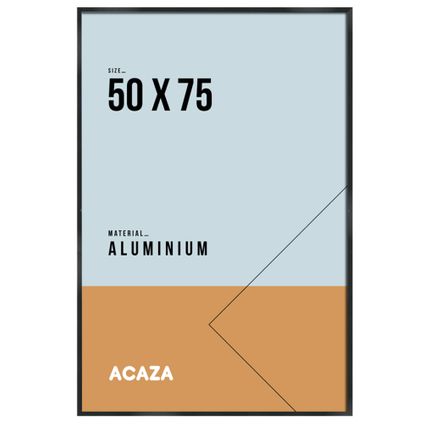 Cadre photo en aluminium massif, 50 cm x 75 cm, plexiglas, bord noir