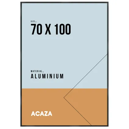 Cadre photo solide, de 70 cm x 100 cm, Aluminium, Plexiglas, Noir