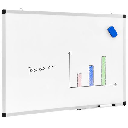 ACAZA - Magnetisch whiteboard 70x100cm - uitwisbare Stift, Wisser en Afleggoot
