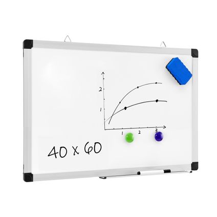 ACAZA - Magnetisch Whiteboard 40 x 60cm - inclusief uitwisbare Stift, Wisser en Afleggoot