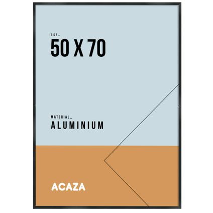 Cadre photo solide, 50 cm x 70 cm, Aluminium, Plexiglas, Bordure noire