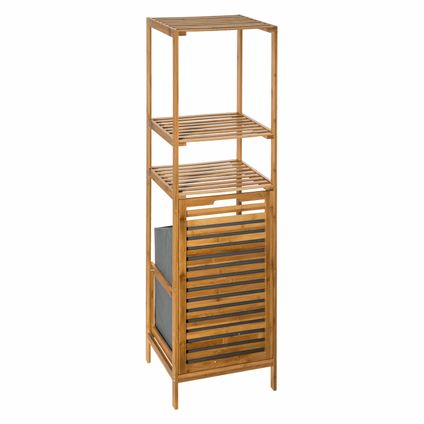 4goodz meuble de salle de bain en bambou avec panier à linge 32x35x118 cm - Marron