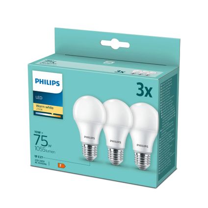 Ampoule LED Philips A60 E27 10W 4000K 1055lm 230V - Lot de 4 - Blanc Froid
