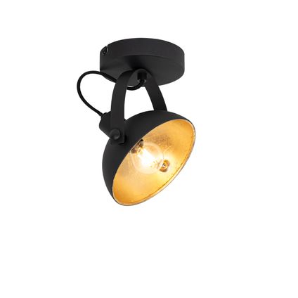 QAZQA Industriële plafondlamp zwart met goud 15 cm verstelbaar - Magnax