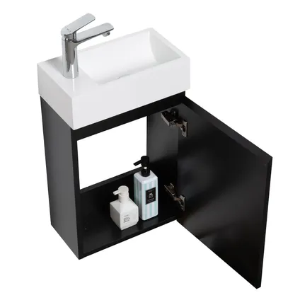 Meuble de salle de bain Angela 40 x 22 cm Noir Mat - Armoire de rangement 2