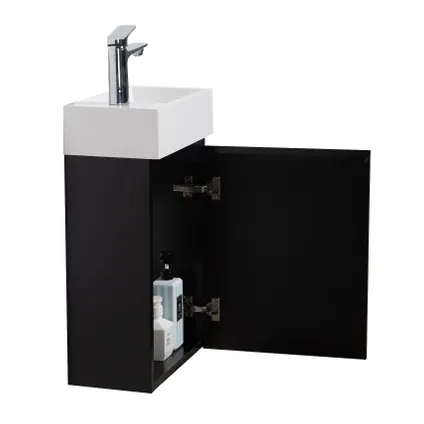 Meuble de salle de bain Angela 40 x 22 cm Noir Mat - Armoire de rangement 4