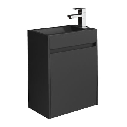 Badplaats Toiletmeubel Sinta 40cm - mat zwart - zwarte wastafel