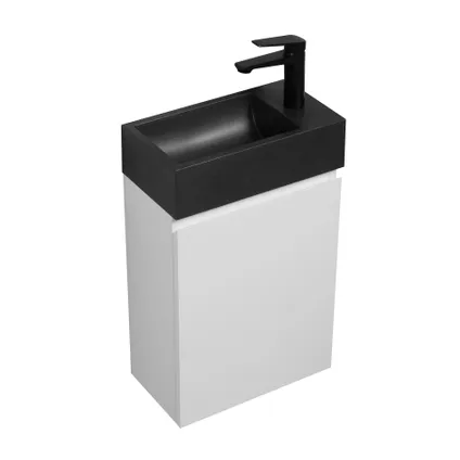 Badplaats Toiletmeubel Angela 40cm - mat wit met zwarte wastafel 4