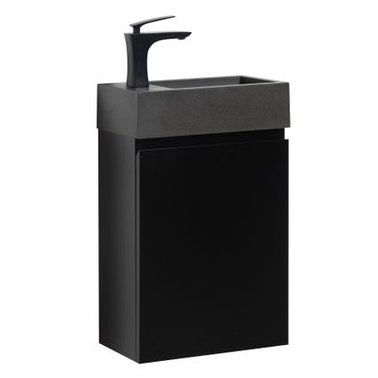 Badplaats Toiletmeubel Angela 40cm - mat zwart met zwarte wastafel