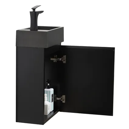 Badplaats Toiletmeubel Angela 40cm - mat zwart met zwarte wastafel 3
