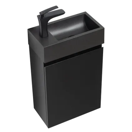 Badplaats Toiletmeubel Angela 40cm - mat zwart met zwarte wastafel 4