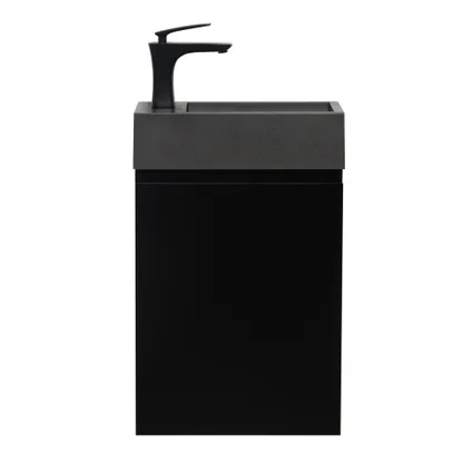 Badplaats Toiletmeubel Angela 40cm - mat zwart met zwarte wastafel 5