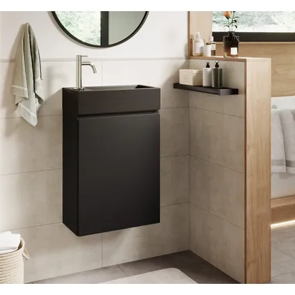 Badplaats Toiletmeubel Angela 40cm - mat zwart met zwarte wastafel 6