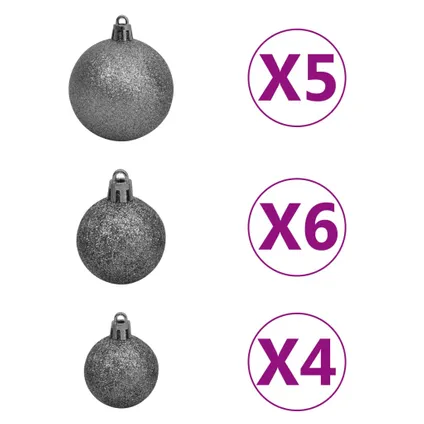 vidaXL Arbre de Noël artificiel pré-éclairé et boules noir 150 cm 6