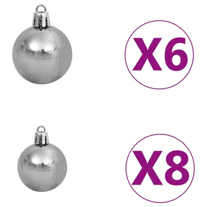 vidaXL Kunstkerstboom met verlichting en kerstballen 150 cm PVC 9