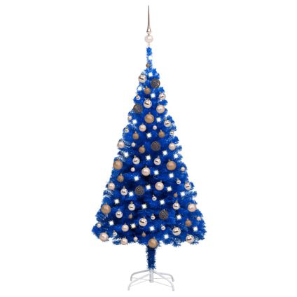 vidaXL Arbre de Noël artificiel pré-éclairé et boules bleu 180 cm